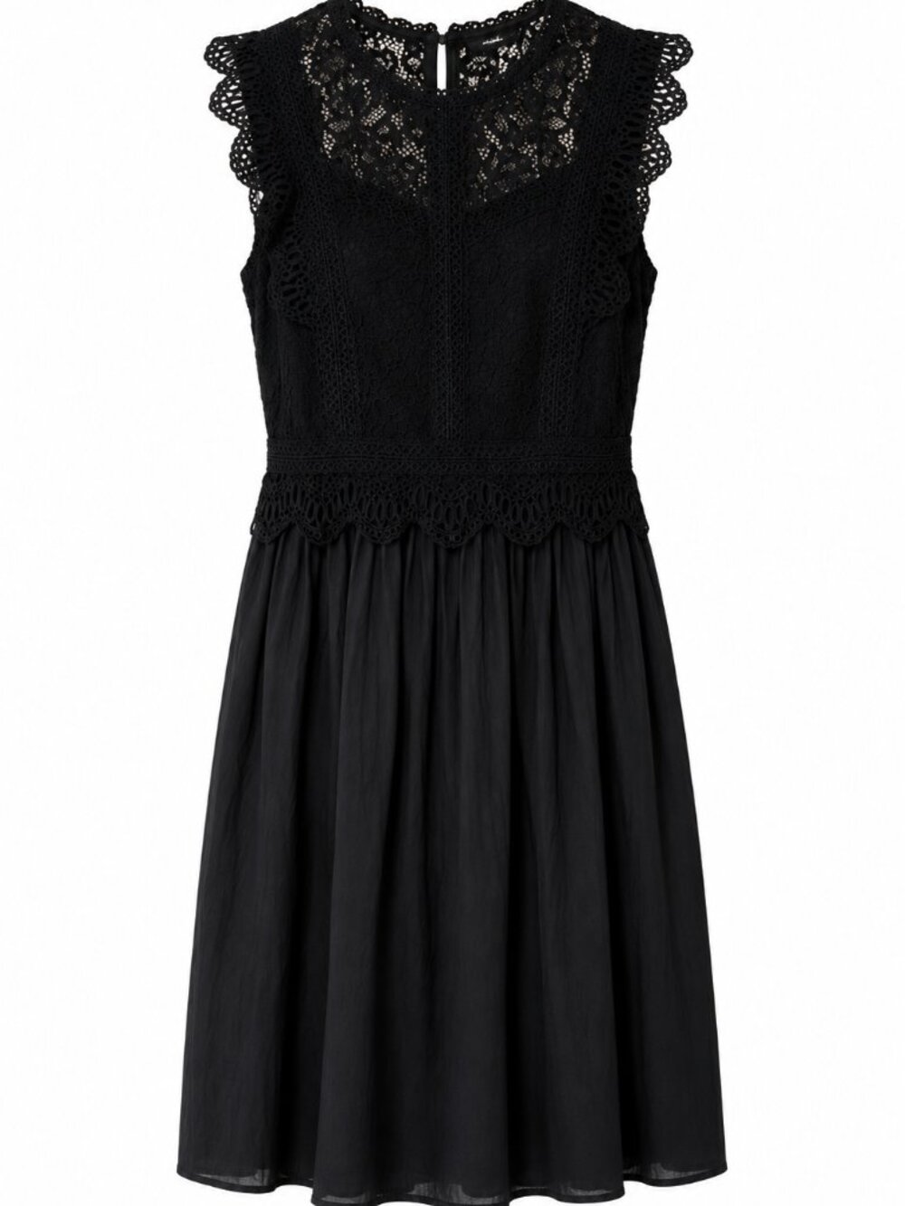 LOFT Black Lace Bodice Sleeveless Fit and Flare Dress NWT Size 6 - Picture 2 of 9